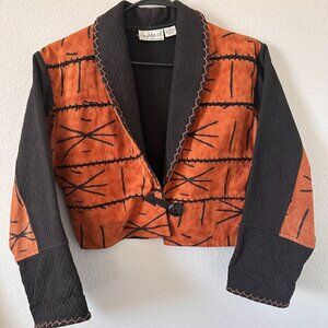 VTG Flashback Tribal Women Jacket Black & Brown Stylish Fall Season Size M